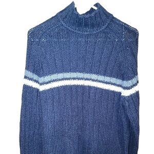 Bullhead size medium wool blend blue sweater with light blue & white stripes Y2K